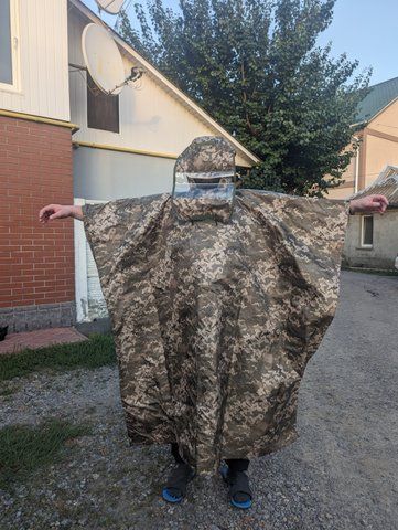 Антитепловизионное пончо-дождевик, антидрон, снижает тепловую заметность, камуфляж Пиксель Kreminna Піксель1 фото